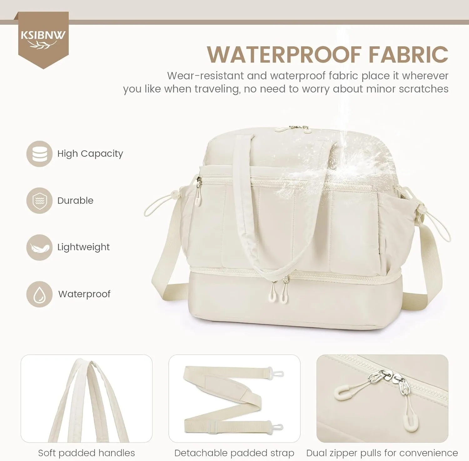 KSIBNW Gym Bag for Women Travel Duffle Bag, Water Resistant Carry on Weekender with Wet Pocket and Shoes Compartment Lightweight Personal Item Travel Bags for Yoga Hospital, with Makeup-bag, Pink