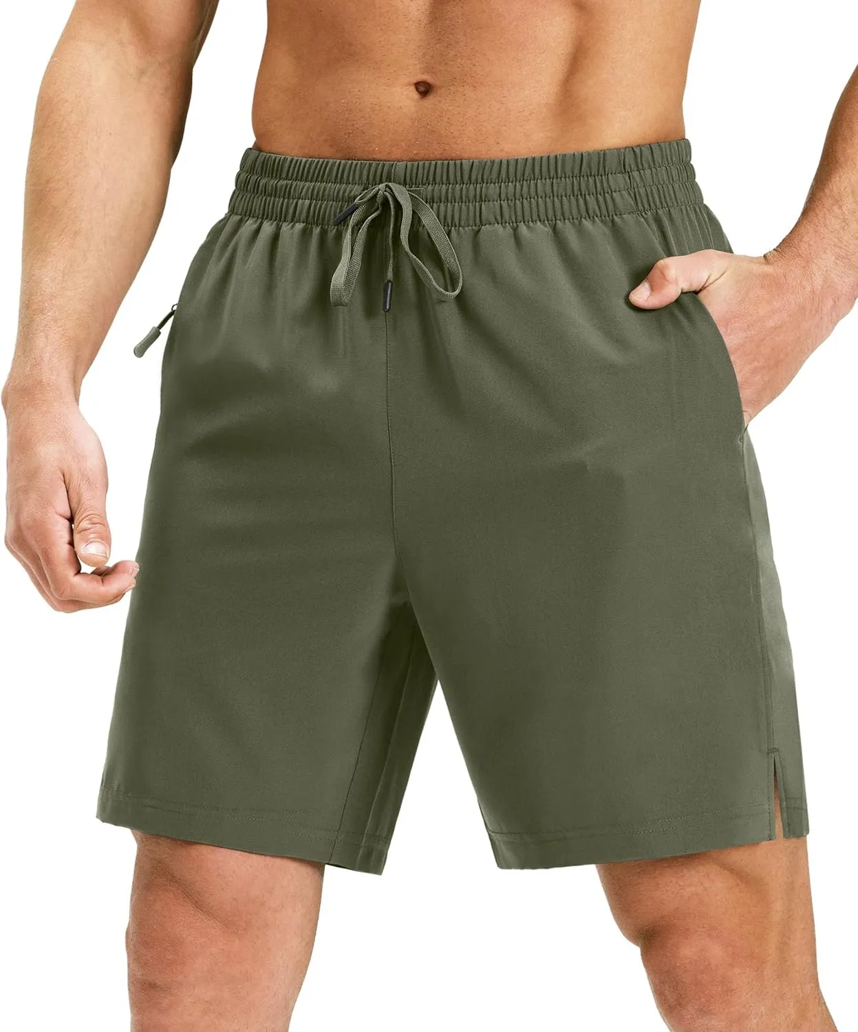 Ksmien Men's Running Shorts 7 Inch with Zipper Pockets Quick Dry Lightweight Athletic Shorts for Workout Gym Basketball