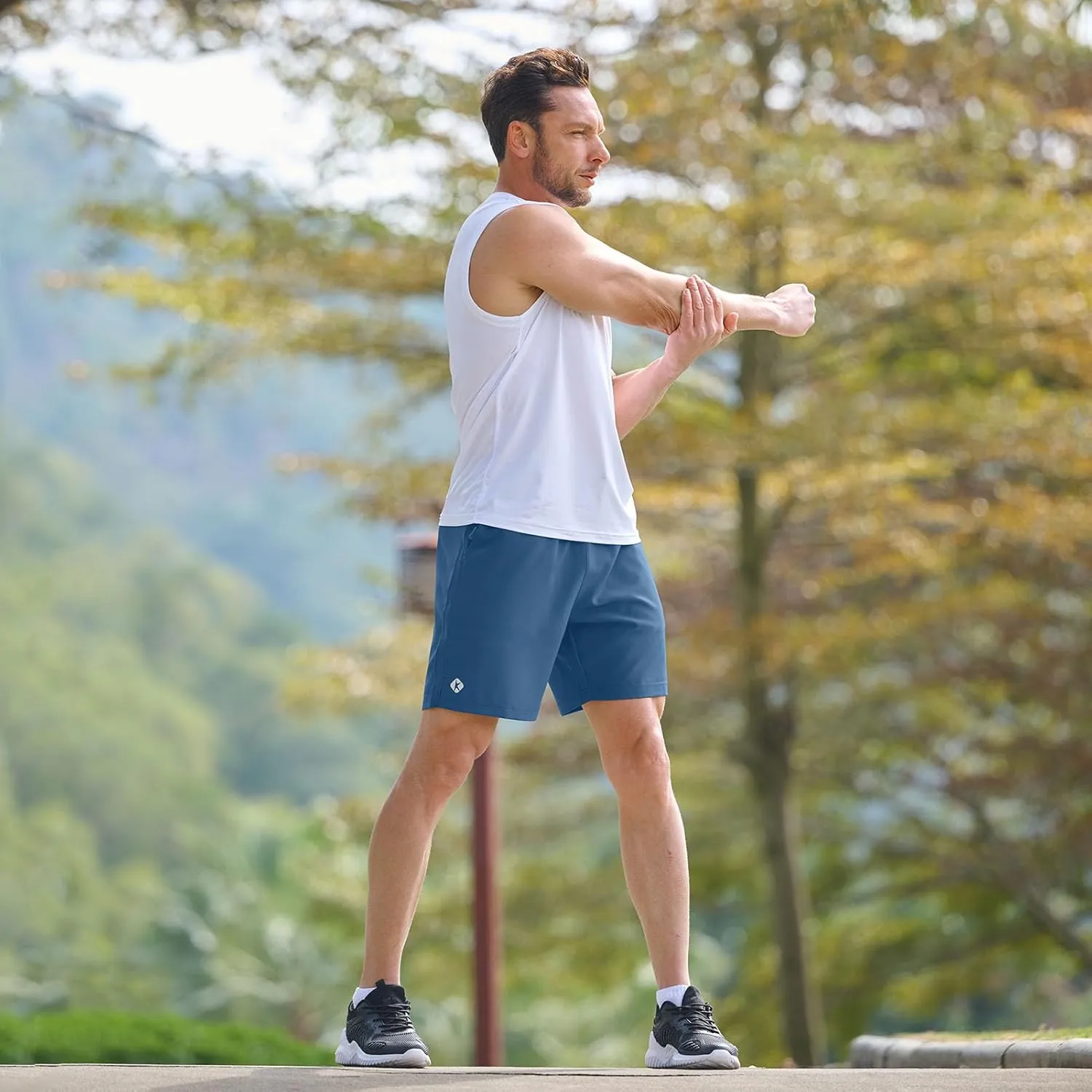 Ksmien Men's Running Shorts 7 Inch with Zipper Pockets Quick Dry Lightweight Athletic Shorts for Workout Gym Basketball