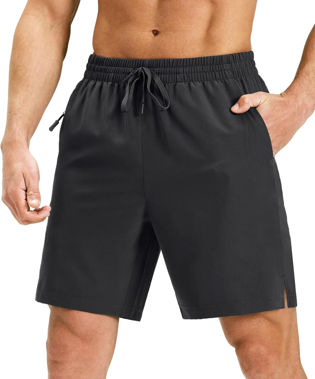 Ksmien Men's Running Shorts 7 Inch with Zipper Pockets Quick Dry Lightweight Athletic Shorts for Workout Gym Basketball