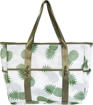 KUAK Mesh Beach Bag, Extra Large Waterproof Sandproof Tote with 9 Pockets, Zippered Top, Lightweight for Travel, Pool, Family