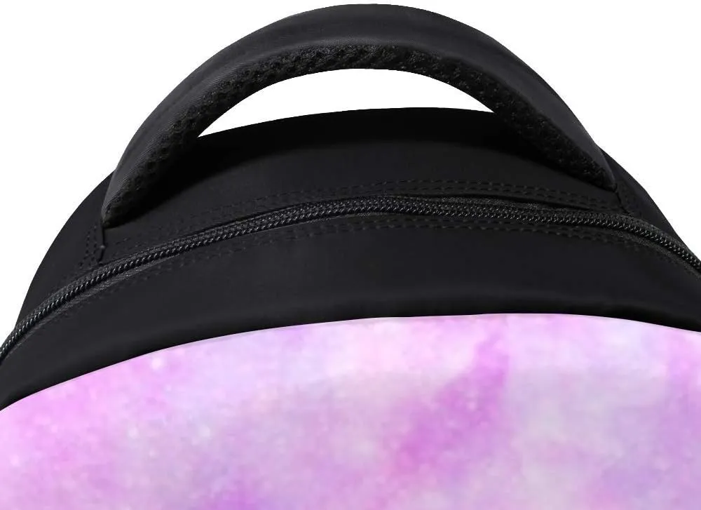Kuizee Classic Backpack Schoolbag Adjustable Padded Shoulder Straps Daypack ﻿Watercolour Galaxy Pink Fantasy Cosmic Casual Bags Durable College Daily 16Inch