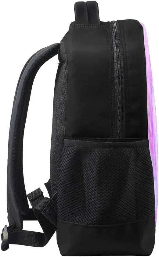 Kuizee Classic Backpack Schoolbag Adjustable Padded Shoulder Straps Daypack ﻿Watercolour Galaxy Pink Fantasy Cosmic Casual Bags Durable College Daily 16Inch