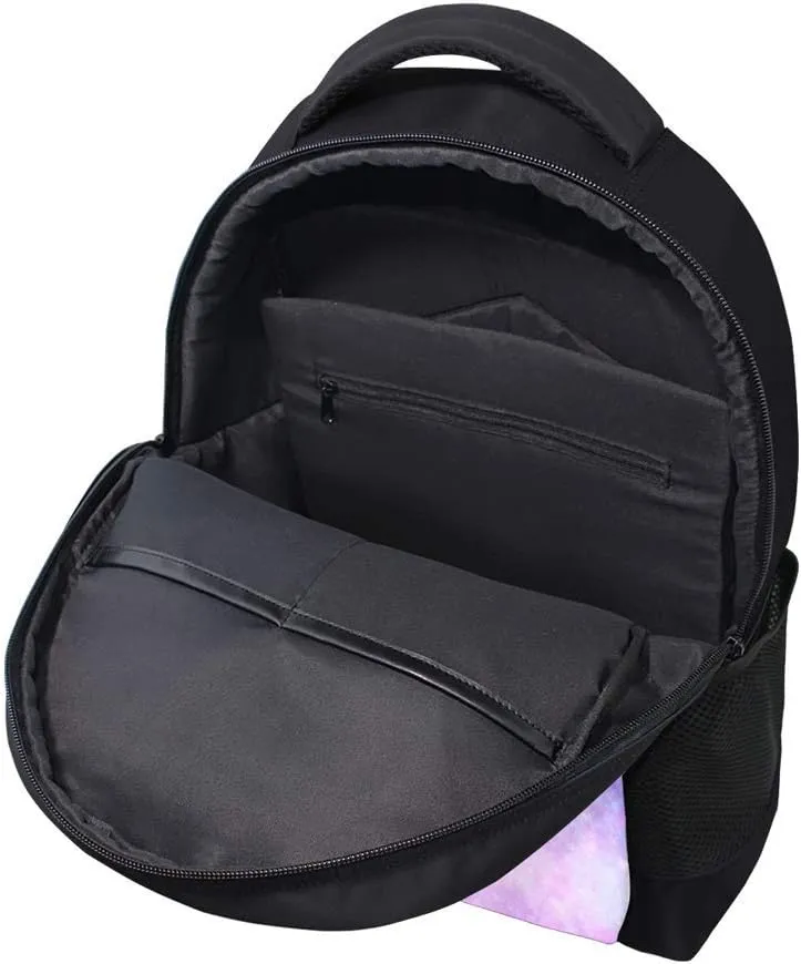 Kuizee Classic Backpack Schoolbag Adjustable Padded Shoulder Straps Daypack ﻿Watercolour Galaxy Pink Fantasy Cosmic Casual Bags Durable College Daily 16Inch