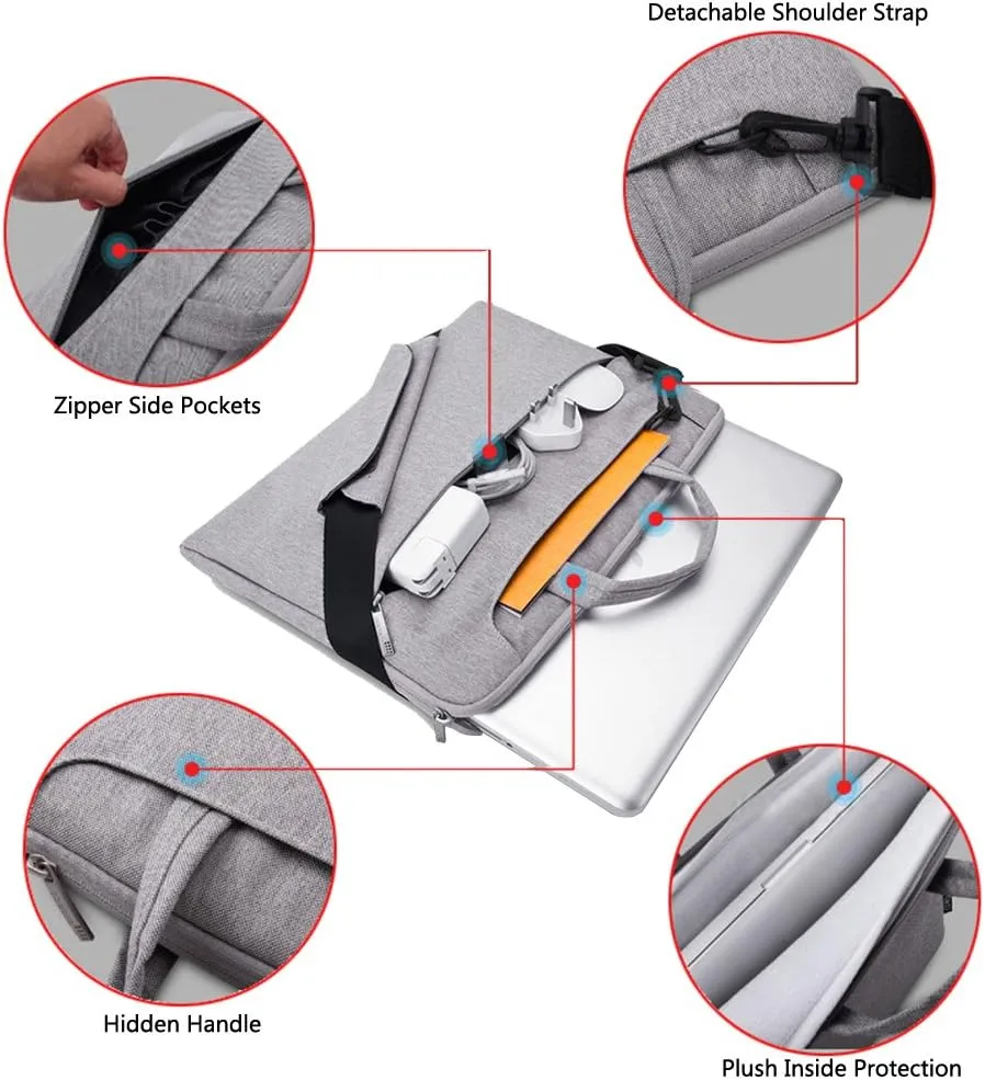 Lacdo 16 inch Laptop Bag for 16 inch New MacBook Pro M4/M3/M2/M1 Pro/Max A3403 A3186 A2991 A2780 A2485 A2141 2024-2019, 15" Surface Laptop 7th Copilot PC/Surface Laptop 6 5 4 3 Computer Bag, Gray