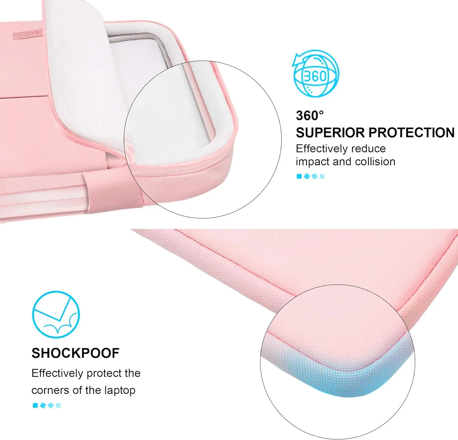 Lacdo 360° Protective 16 Inch Laptop Sleeve Case for 16 Inch HP Lenovo ASUS Acer Dell Laptop/HP Pavilion Envy/Lenovo ThinkPad IdeaPad/Acer Swift/ASUS Vivobook/Dell Computer Bag, Pink