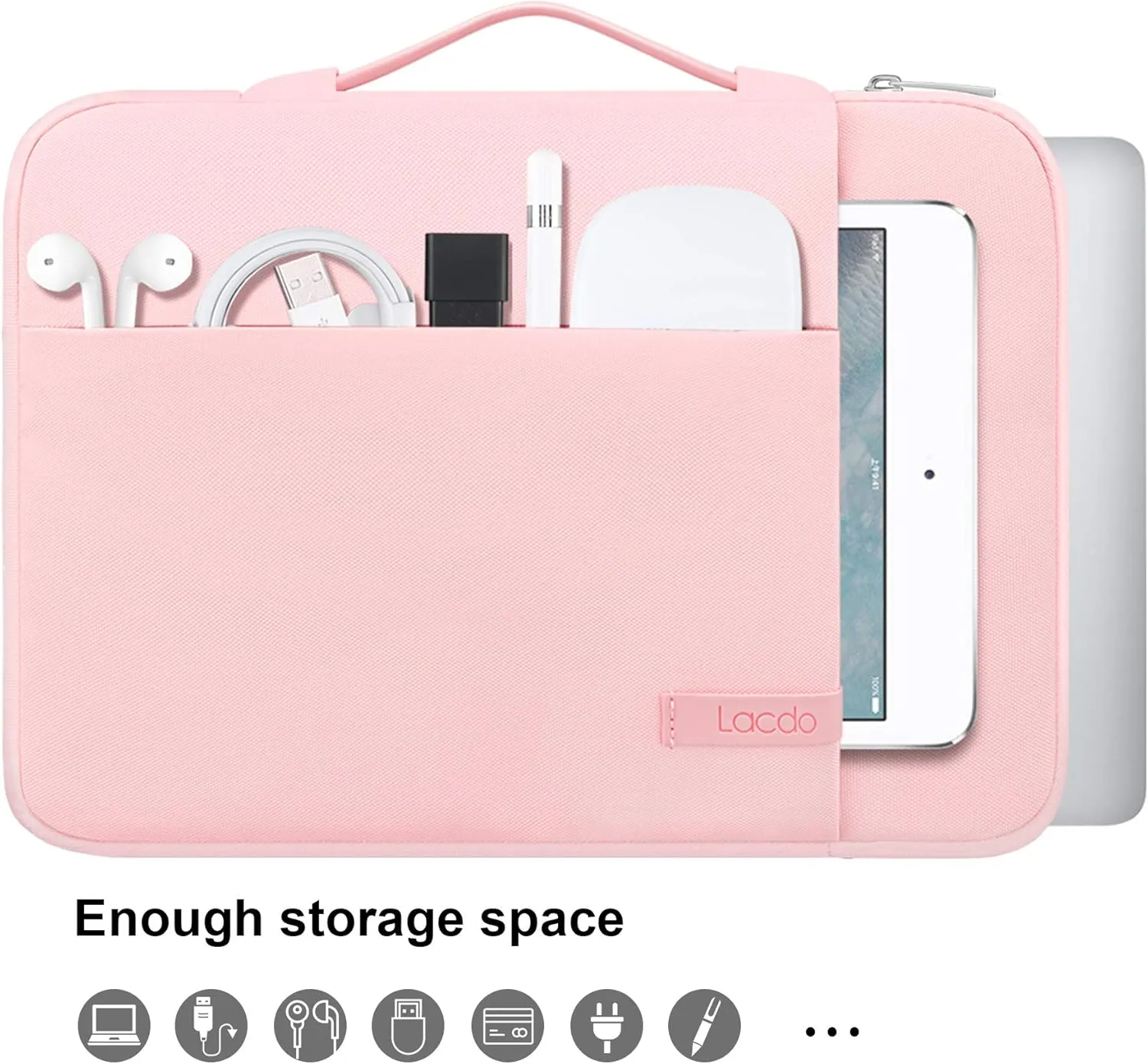 Lacdo 360° Protective 16 Inch Laptop Sleeve Case for 16 Inch HP Lenovo ASUS Acer Dell Laptop/HP Pavilion Envy/Lenovo ThinkPad IdeaPad/Acer Swift/ASUS Vivobook/Dell Computer Bag, Pink