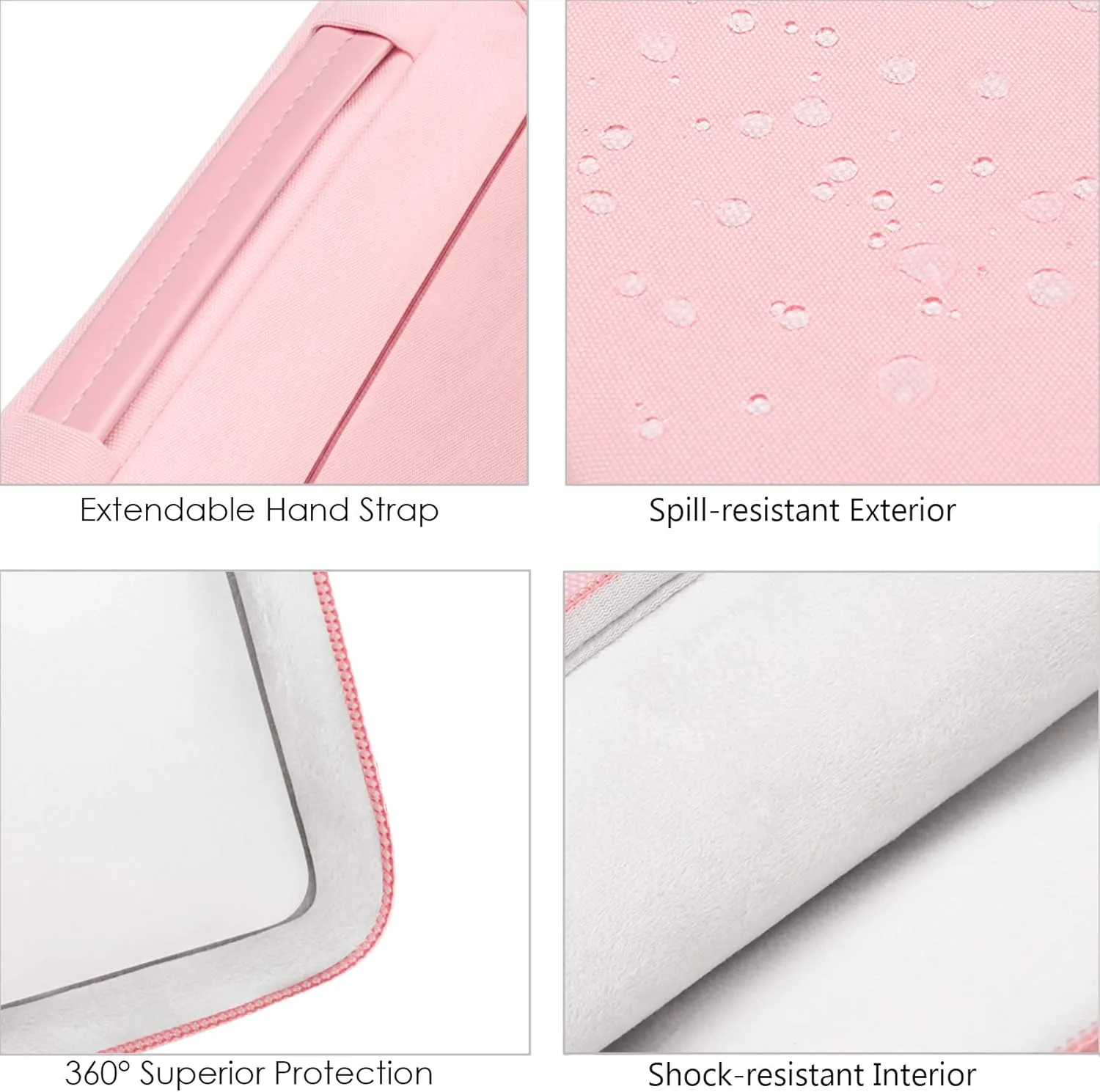 Lacdo 360° Protective 16 Inch Laptop Sleeve Case for 16 Inch HP Lenovo ASUS Acer Dell Laptop/HP Pavilion Envy/Lenovo ThinkPad IdeaPad/Acer Swift/ASUS Vivobook/Dell Computer Bag, Pink