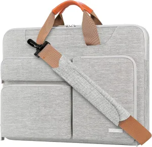 Lacdo 360° Protective Laptop Shoulder Bag for 13 inch New MacBook Air M4 A3240 2025, M3 A3113, M2 A2681, M1 A2337 A2179 A1932 2024-2018 | 13 inch MacBook Pro M2 M1 A2338 A2251 A2289 Computer Bag, Gray