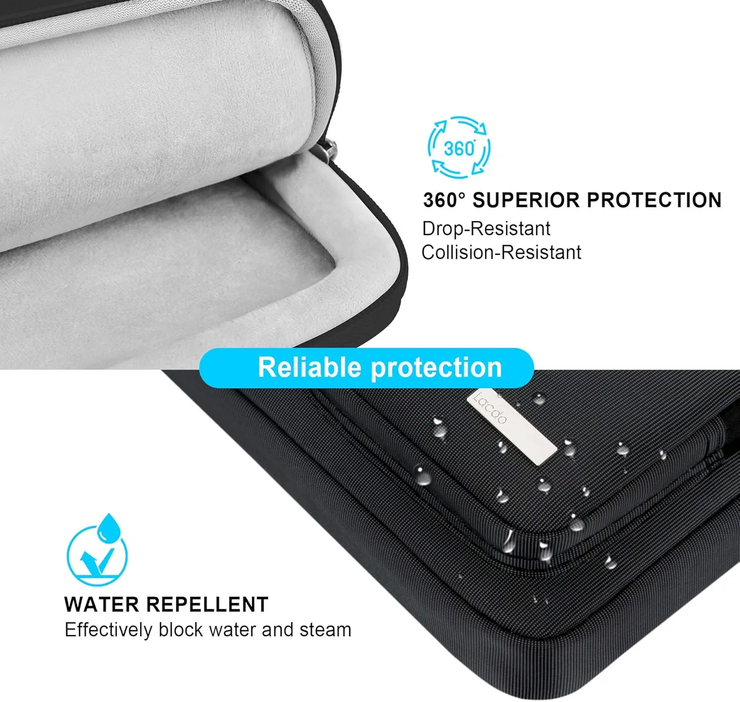 Lacdo 360° Protective Laptop Shoulder Bag for 13 inch New MacBook Air M4 A3240 2025, M3 A3113, M2 A2681, M1 A2337 A2179 A1932 2024-2018 | 13 inch MacBook Pro M2 M1 A2338 A2251 A2289 Computer Bag,Black