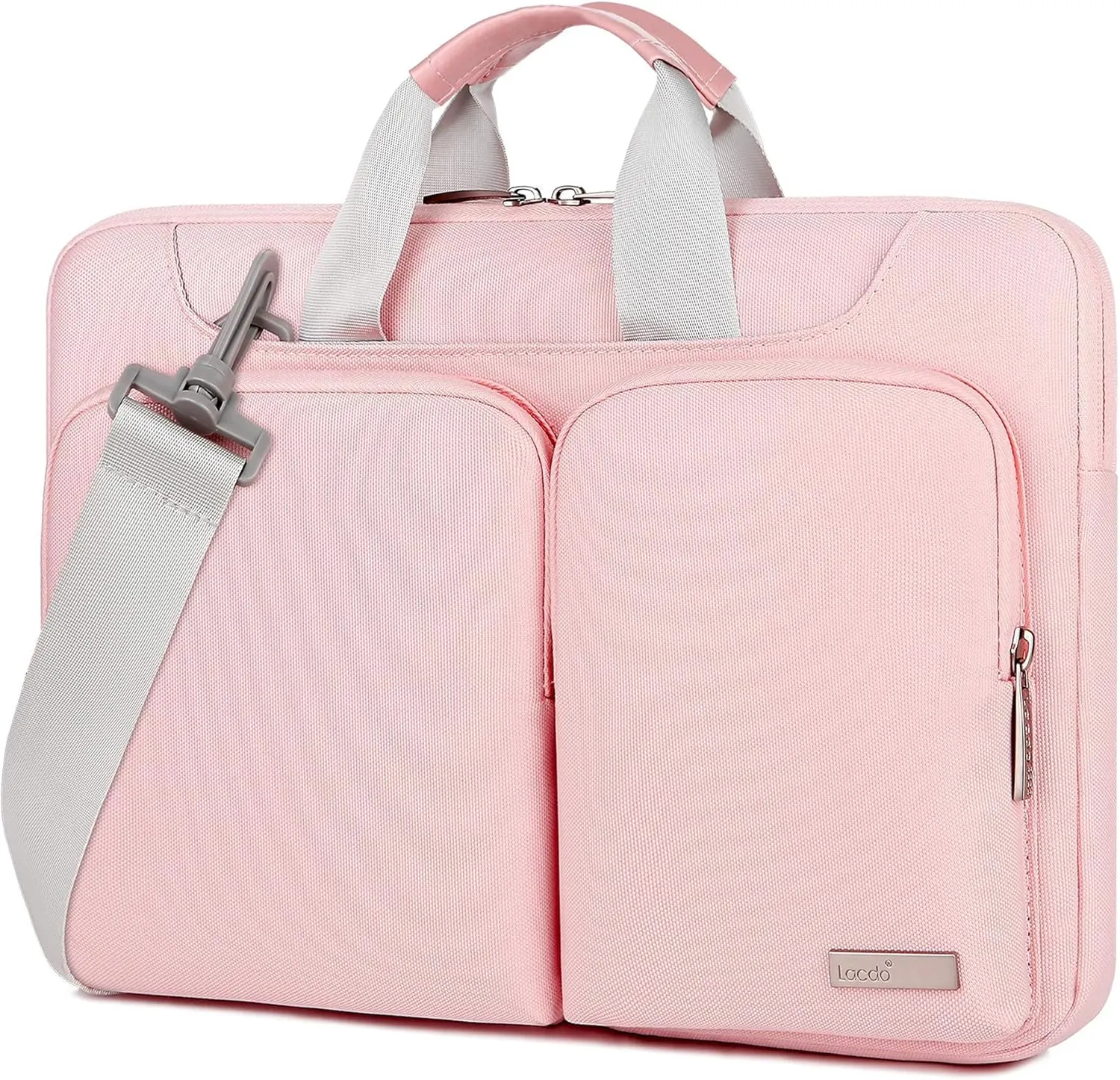 Lacdo 360° Protective Laptop Shoulder Bag for 15 inch New MacBook Air M4 A3241 2025, M3 A3114, M2 A2941 2024-2023, 15 inch MacBook Pro A1990 A1707, Dell XPS 15 Plus 2022-2020 Computer Case Bag, Pink