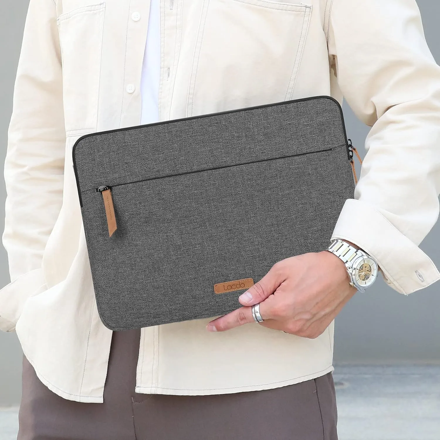 Lacdo 360° Protective Laptop Sleeve Case for 13 inch New MacBook Air M4 A3240 2025, M3 A3113, M2 A2681, M1 A2337, 13" MacBook Pro M2 M1, 13-inch iPad Air M3 / iPad Pro M4 with Accessory Bag, Dark Gray