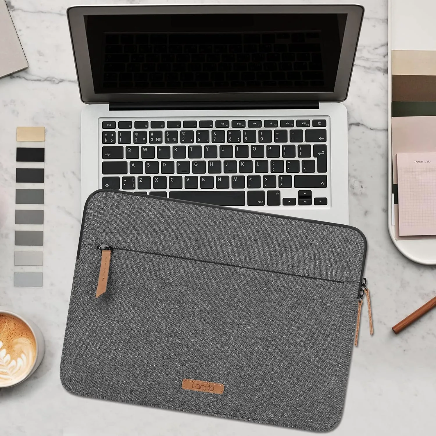 Lacdo 360° Protective Laptop Sleeve Case for 13 inch New MacBook Air M4 A3240 2025, M3 A3113, M2 A2681, M1 A2337, 13" MacBook Pro M2 M1, 13-inch iPad Air M3 / iPad Pro M4 with Accessory Bag, Dark Gray