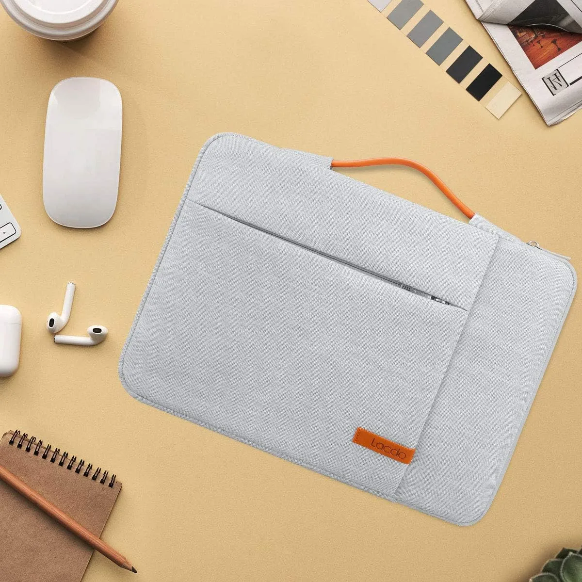 Lacdo 360° Protective Laptop Sleeve Case for 14 inch New MacBook Pro M4/M3/M2/M1 Chips Pro Max A3112 A3401 A3185 A2918 A2992 A2779 2024-2021 | 13.8" Surface Laptop 7th Copilot PC Computer Bag, Gray