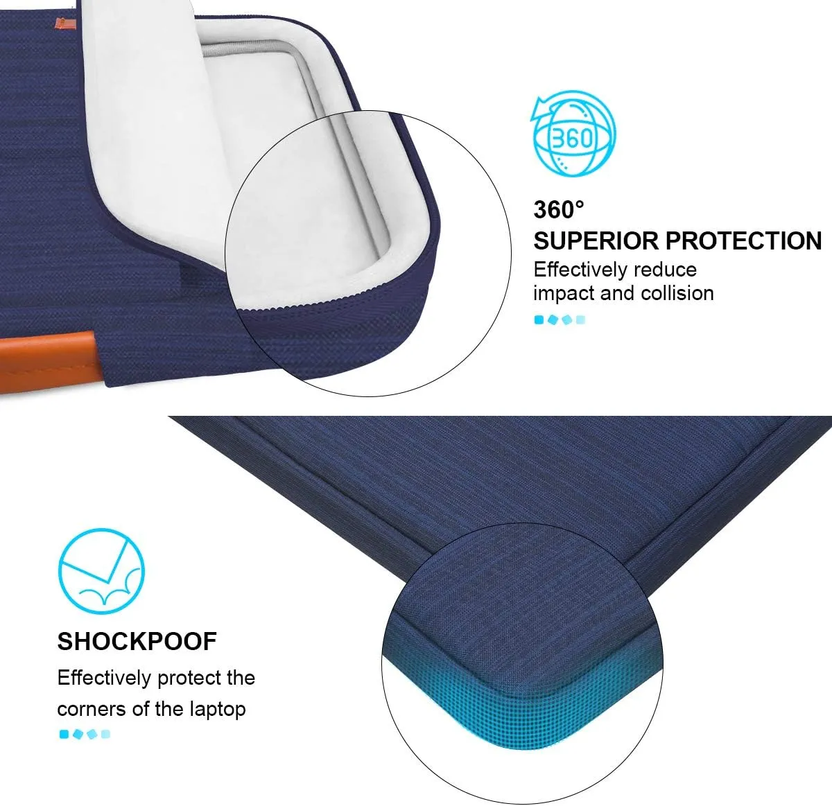 Lacdo 360° Protective Laptop Sleeve Case for 16 inch New MacBook Pro M4/M3/M2/M1 Pro/Max A3403 A3186 A2991 A2780 A2485 A2141 2024-2019, 15 inch Surface Laptop 7th Copilot PC/6/5/4/3 Computer Bag, Blue