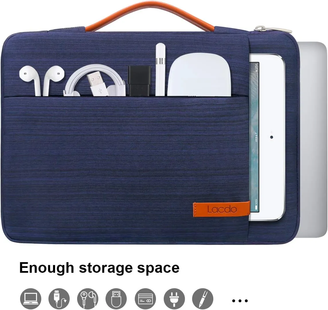Lacdo 360° Protective Laptop Sleeve Case for 16 inch New MacBook Pro M4/M3/M2/M1 Pro/Max A3403 A3186 A2991 A2780 A2485 A2141 2024-2019, 15 inch Surface Laptop 7th Copilot PC/6/5/4/3 Computer Bag, Blue