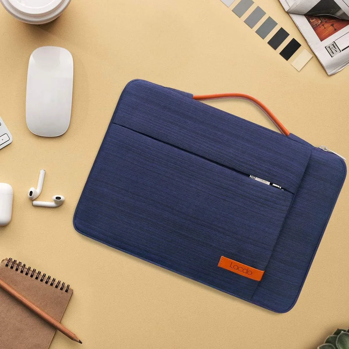 Lacdo 360° Protective Laptop Sleeve Case for 16 inch New MacBook Pro M4/M3/M2/M1 Pro/Max A3403 A3186 A2991 A2780 A2485 A2141 2024-2019, 15 inch Surface Laptop 7th Copilot PC/6/5/4/3 Computer Bag, Blue