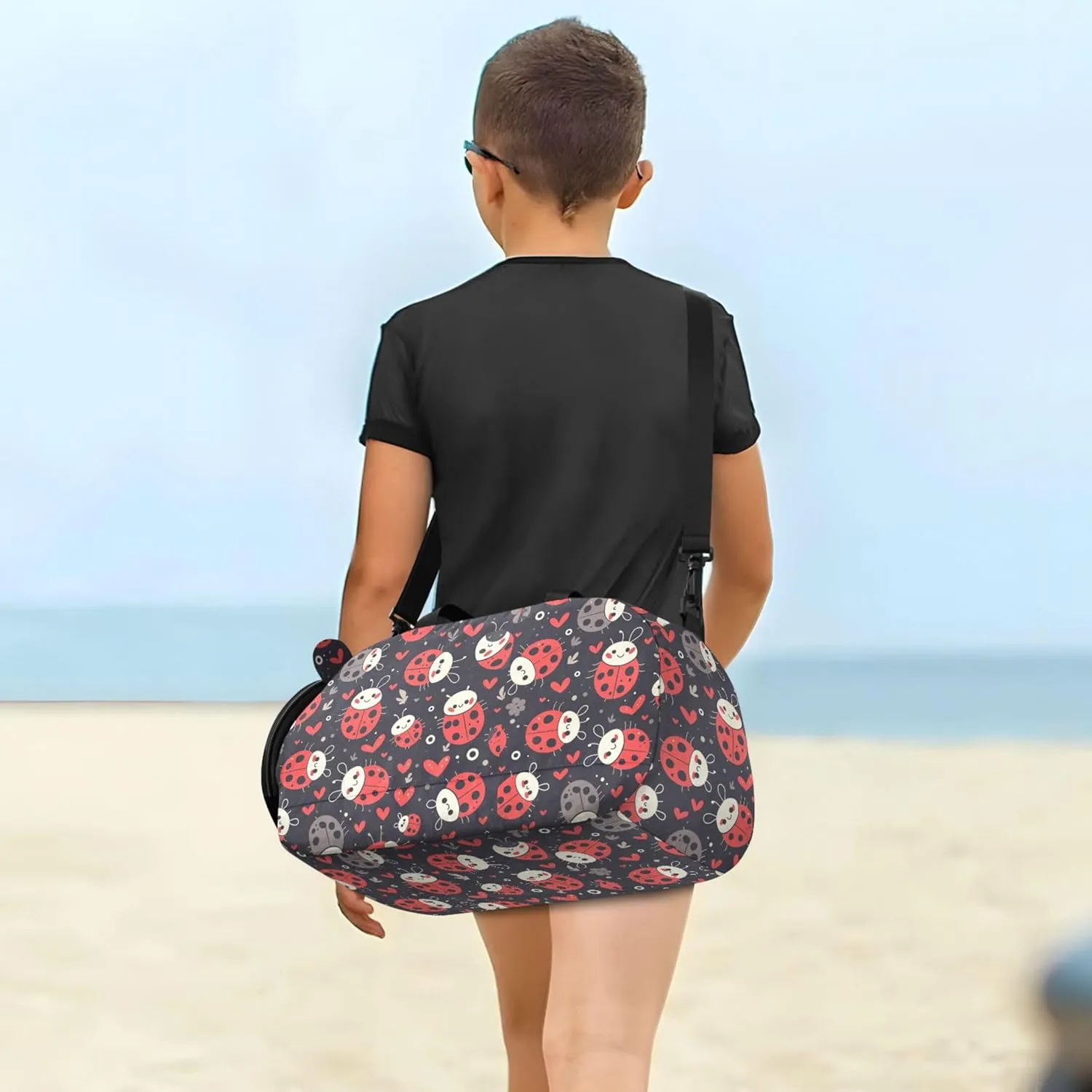 Ladybugs Boy's Gym Duffel Bag with Shoes Compartment Large Capacity Overnight Bag for Beach Swim Bags Pool Sports