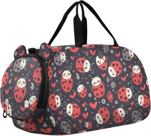 Ladybugs Boy's Gym Duffel Bag with Shoes Compartment Large Capacity Overnight Bag for Beach Swim Bags Pool Sports