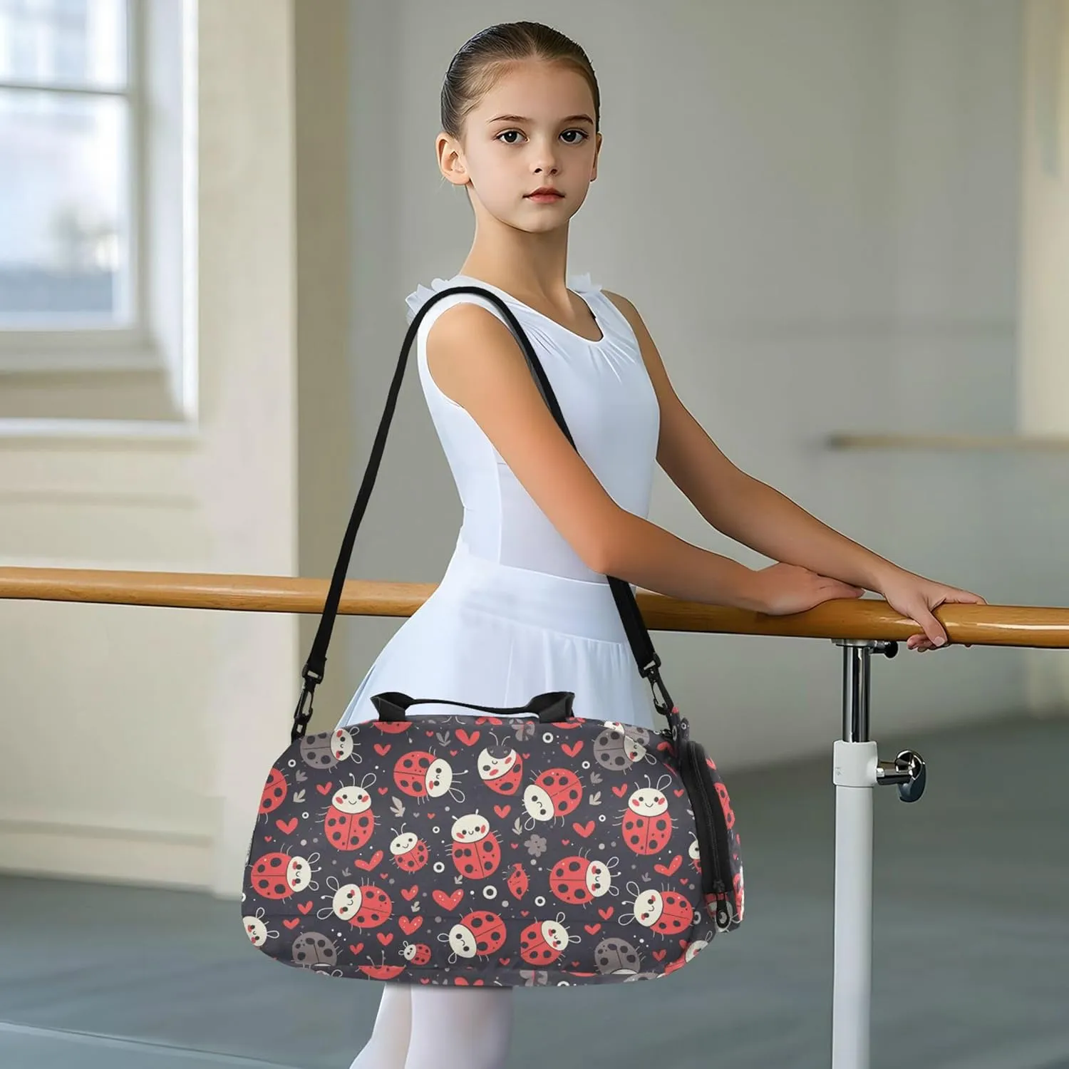 Ladybugs Boy's Gym Duffel Bag with Shoes Compartment Large Capacity Overnight Bag for Beach Swim Bags Pool Sports
