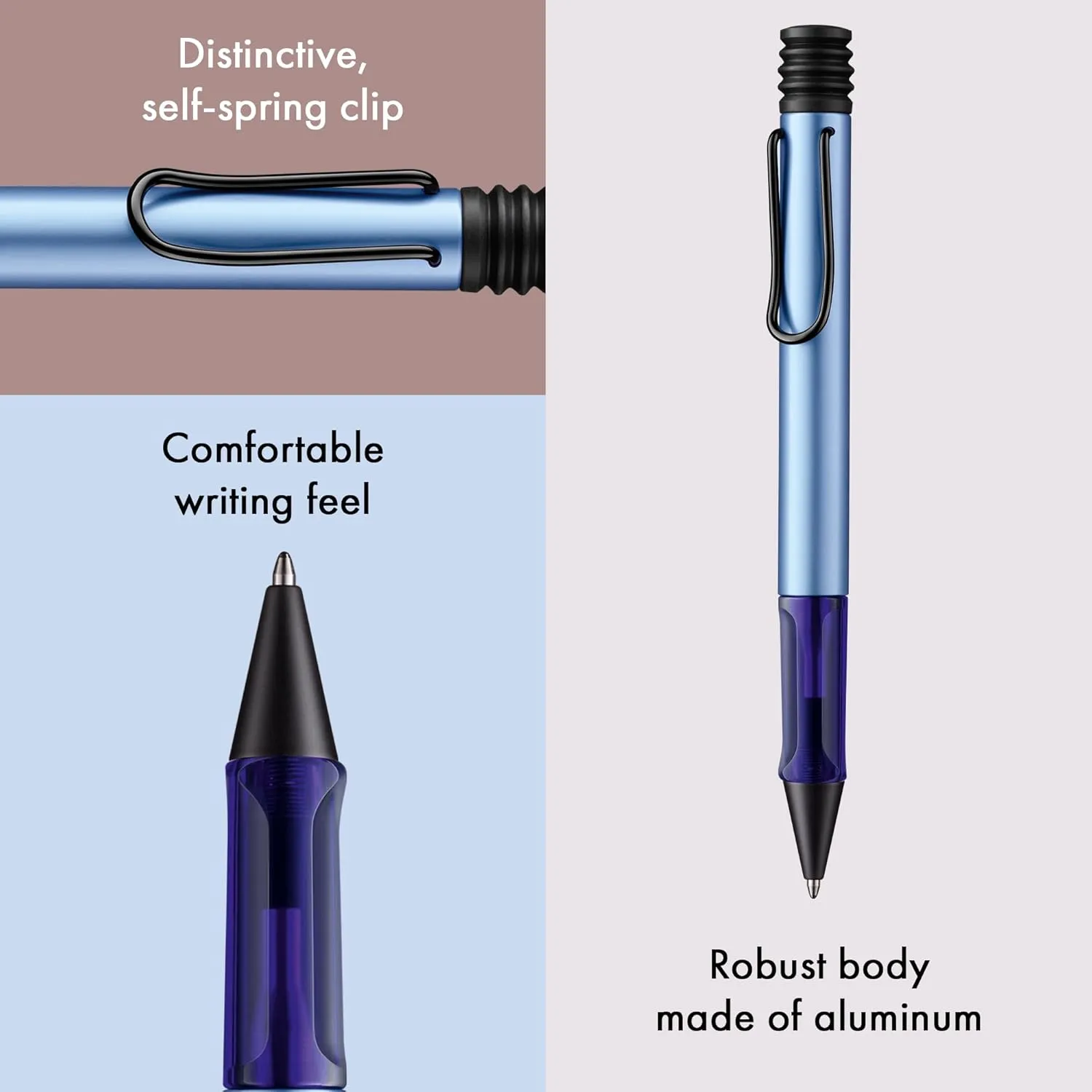 Lamy AL-star aquatic - Ballpoint Pen with transparent, ergonomic grip & line width M - lightweight aluminium body - including large capacity refill M 16 in black