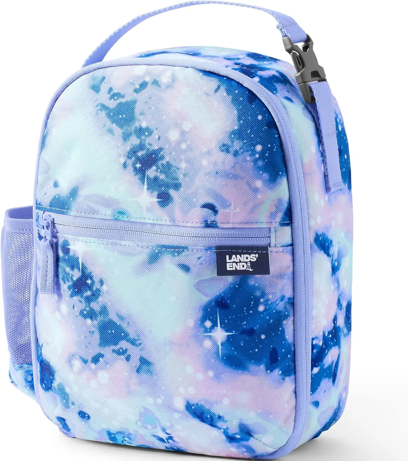 Lands' End Kids' Soft Sided Lunch Box Warm Lavender Galaxy 11" x 8" x 3"