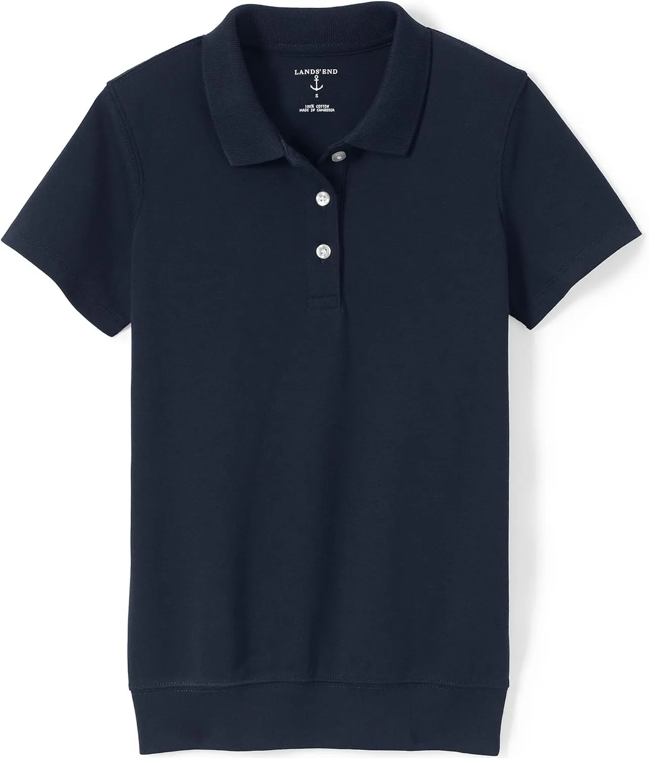 Lands' End School Uniform Big Kids Short Sleeve Banded Bottom Polo Shirt
