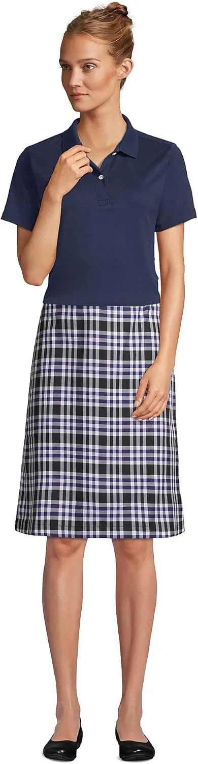 Lands' End School Uniform Women's Short Sleeve Feminine Fit Interlock Polo Shirt