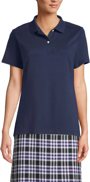 Lands' End School Uniform Women's Short Sleeve Feminine Fit Interlock Polo Shirt
