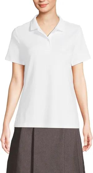 Lands' End School Uniform Women's Short Sleeve Feminine Fit Interlock Polo Shirt