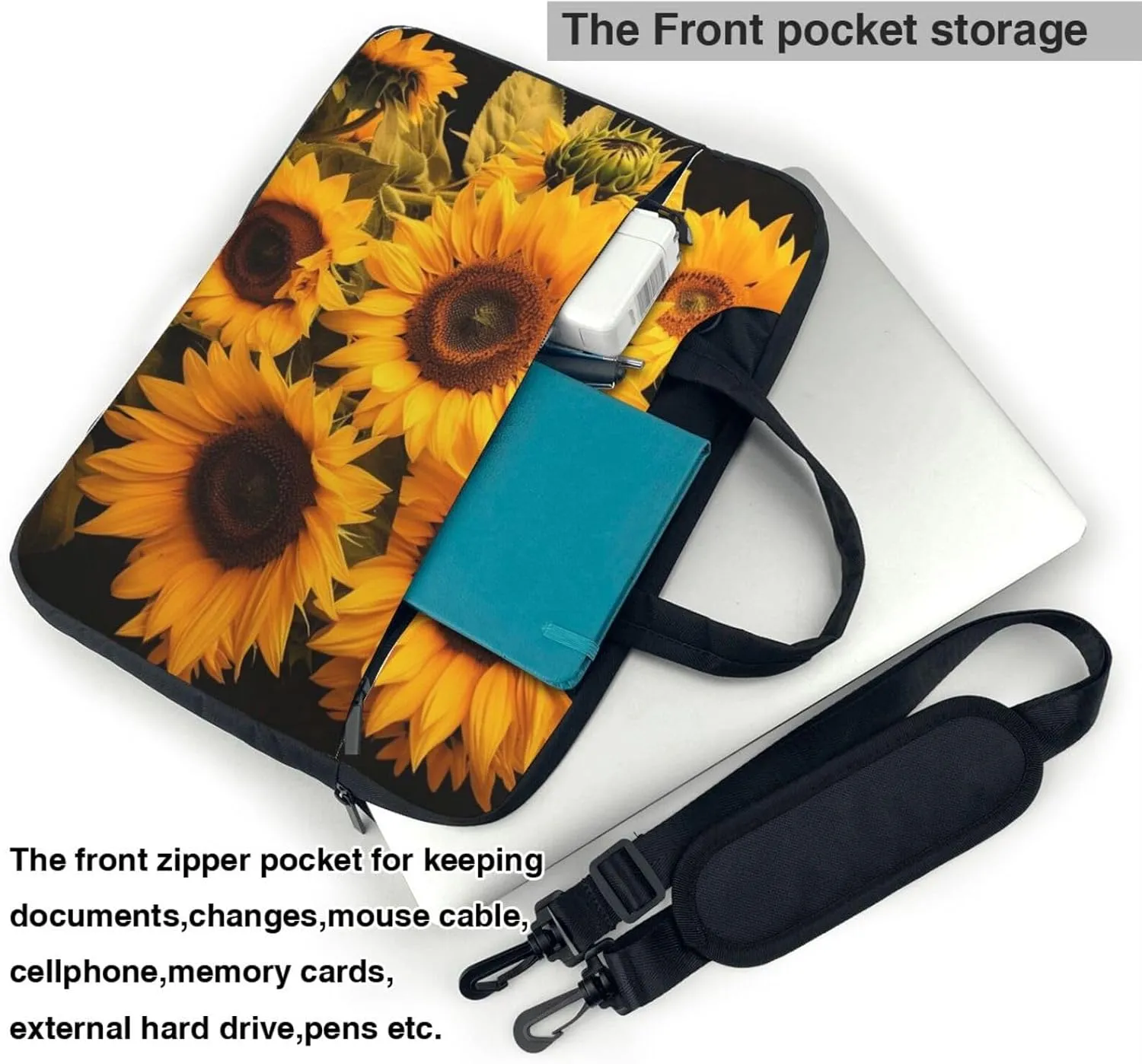 Laptop Bag for Women Men Computer Bag Laptop Briefcase Sunflowers Laptop Shoulder Bag Work Bag for Travel