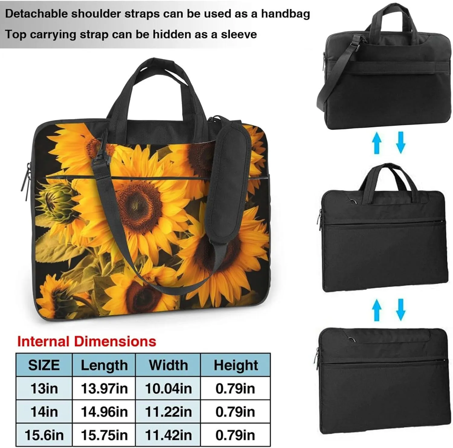 Laptop Bag for Women Men Computer Bag Laptop Briefcase Sunflowers Laptop Shoulder Bag Work Bag for Travel