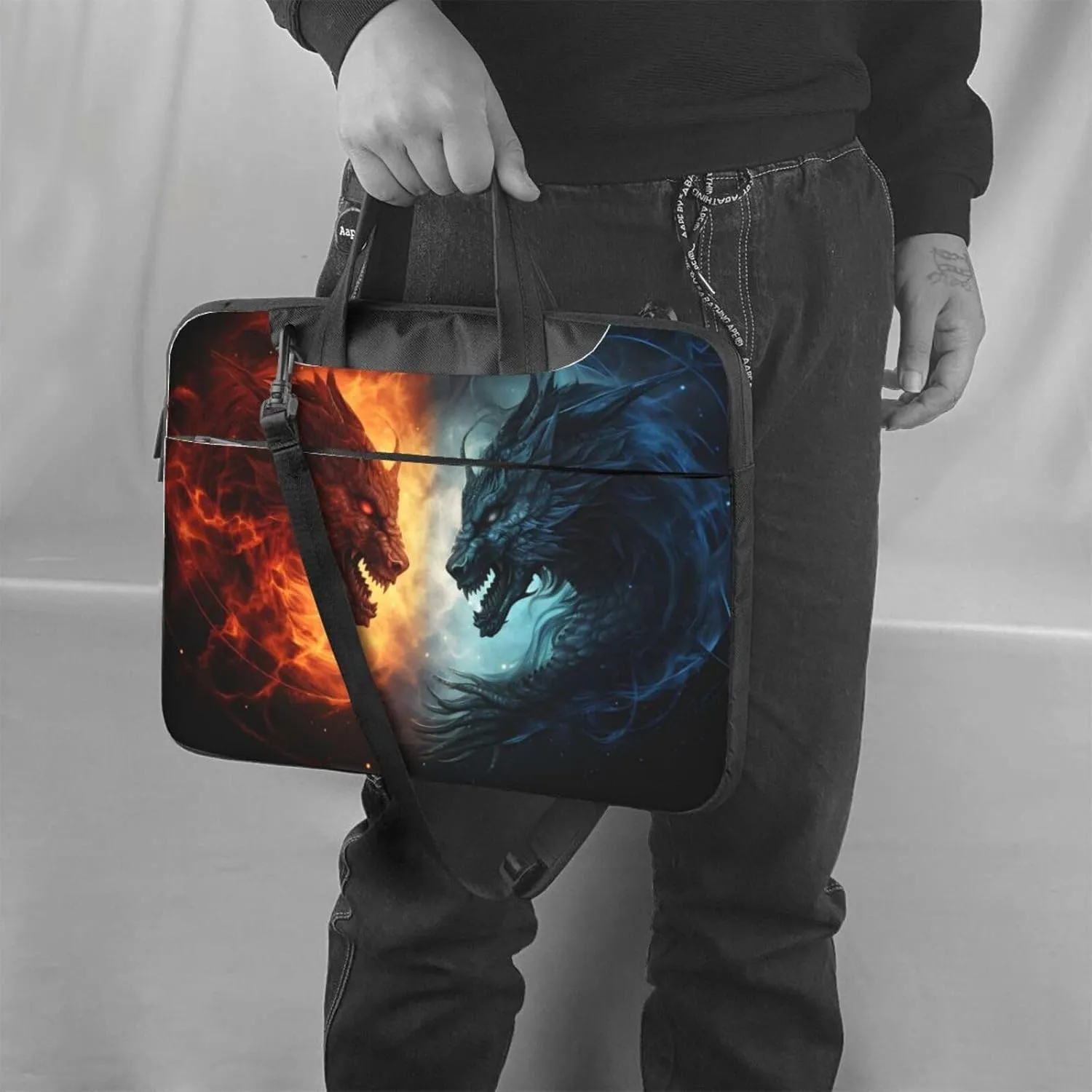 Laptop Bag Space Dinosaur Planets Pattern Laptop Tote Bag Women Men Laptop Sleeve Case Lightweight Computer Bag