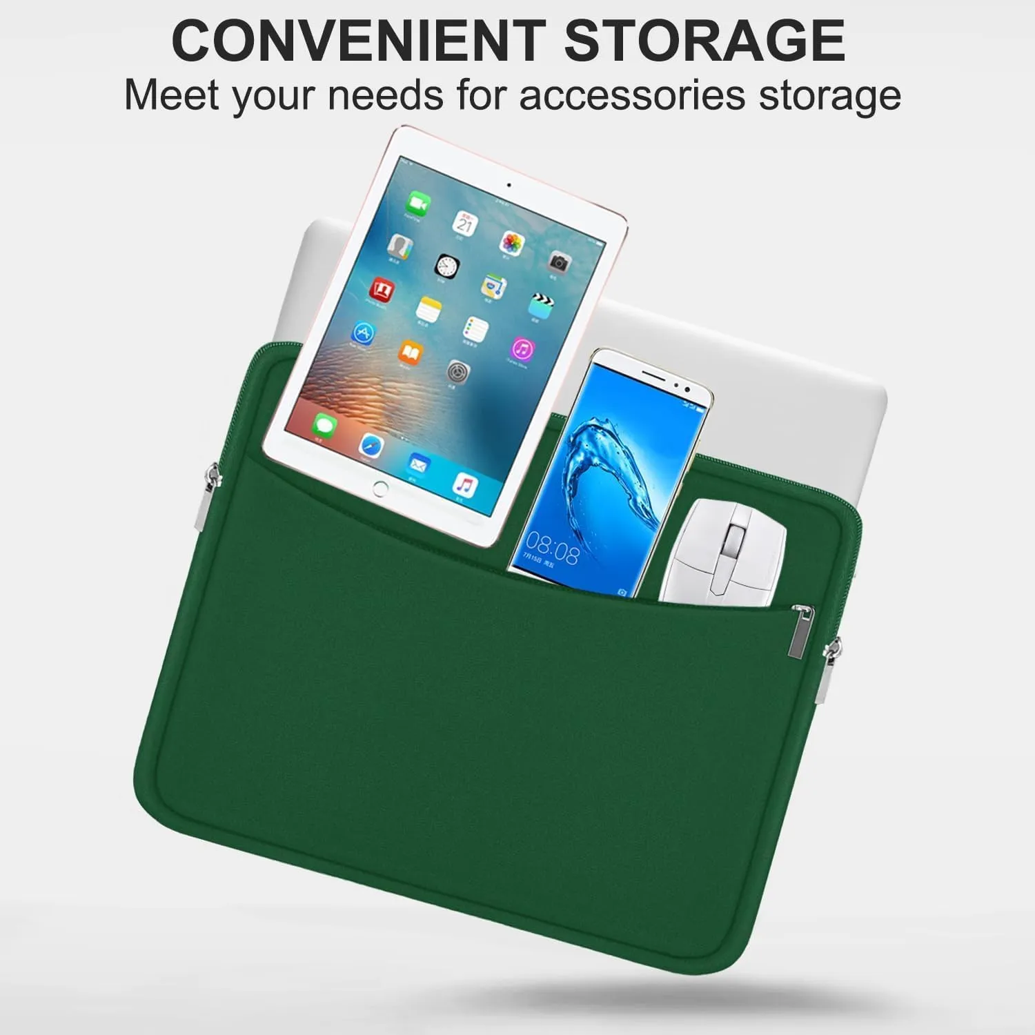 Laptop Case 15.6 inch, Shockproof Protective Laptop Cover Briefcase Carrying Computer Bag with Accessory Pocket, Portable Computer Sleeve Compatible with MacBook, HP, Dell, Lenovo, Asus, Green