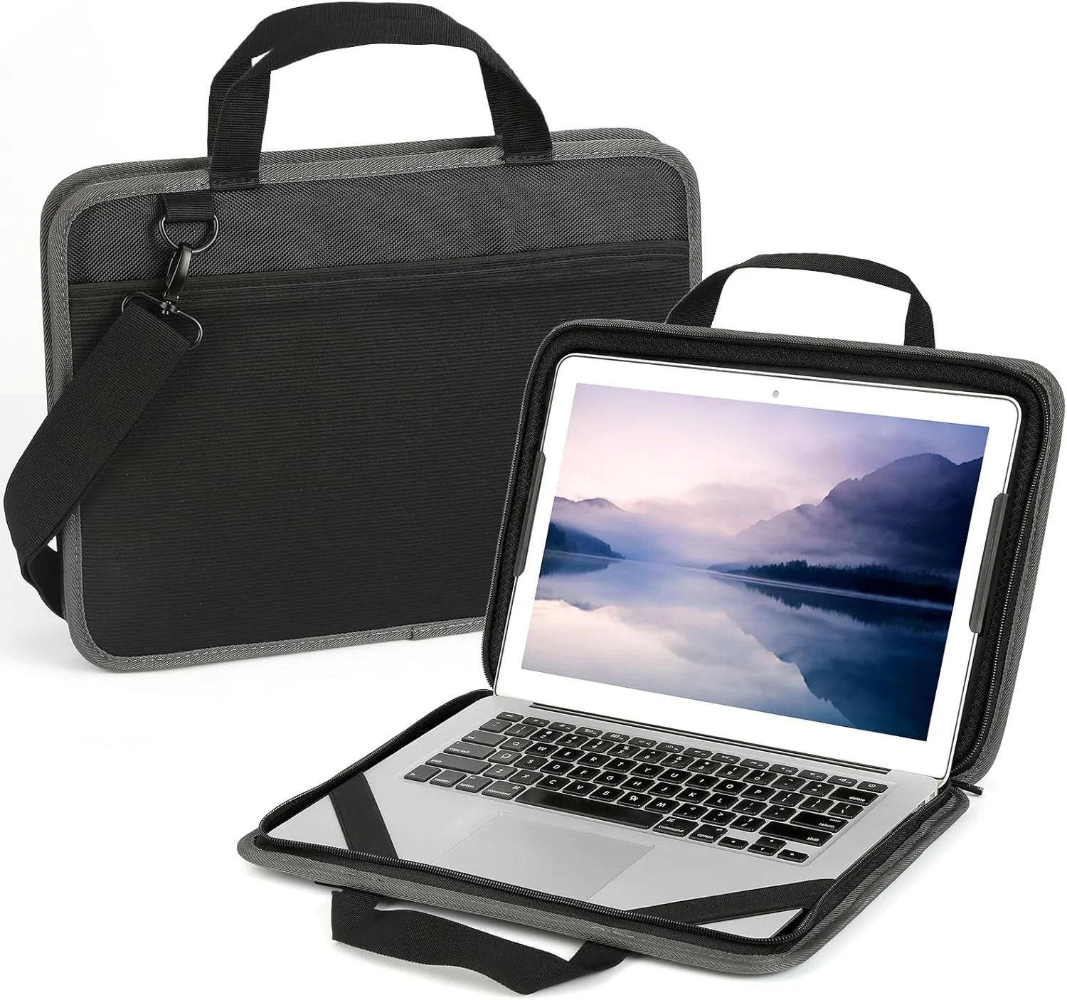 Laptop Case Sleeve 13-14 inch,Shockproof Computer Cover for HP,Protective Laptop Shoulder Bag for MacBook Air/MacBook Pro,Dell,Lenovo,Chromebook(Black)