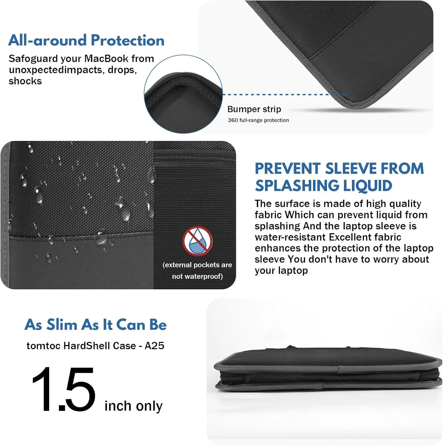 Laptop Case Sleeve 13-14 inch,Shockproof Computer Cover for HP,Protective Laptop Shoulder Bag for MacBook Air/MacBook Pro,Dell,Lenovo,Chromebook(Black)