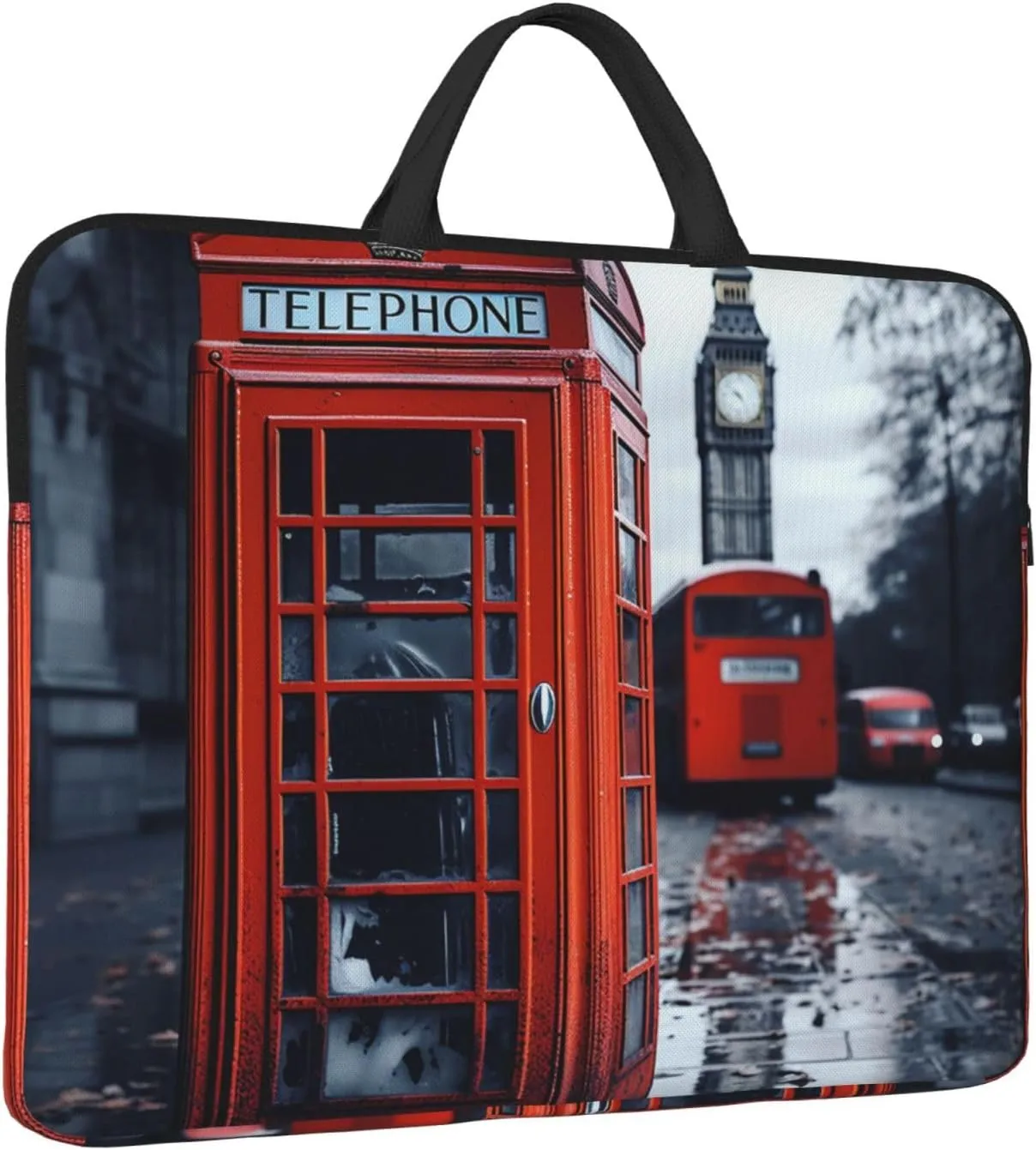 Laptop Case Sleeve 14 inch Laptop Bag Tote Shockproof Computer Carrying Bag England UK Retro London Telephone Notebook Case Cover