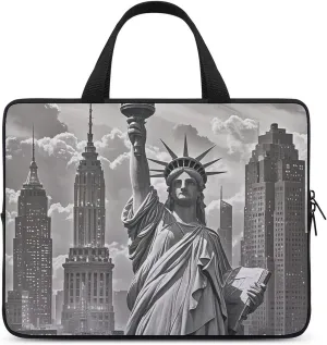 Laptop Case Sleeve Shockproof Computer Carrying Bag Statu of Liberty Laptop Bag Tote Lightweight Notebook Case Cover Traveling Briefcase Handle Bags for Travel Business 17inch