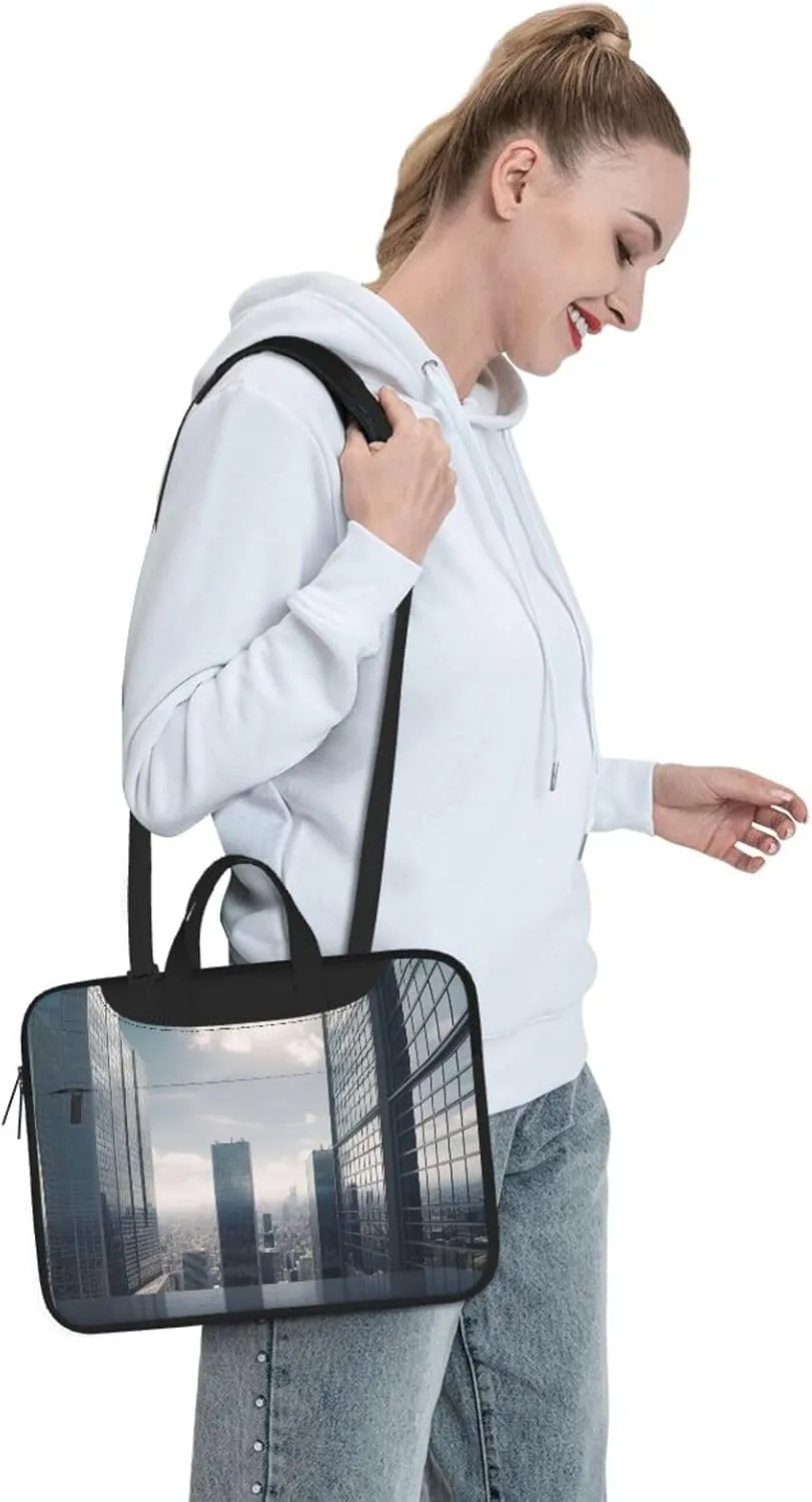 Laptop Shoulder Bag 13-15.6 inch Laptop Bag Skyscraper Buildings Computer Bag Messenger Bag for Men Women