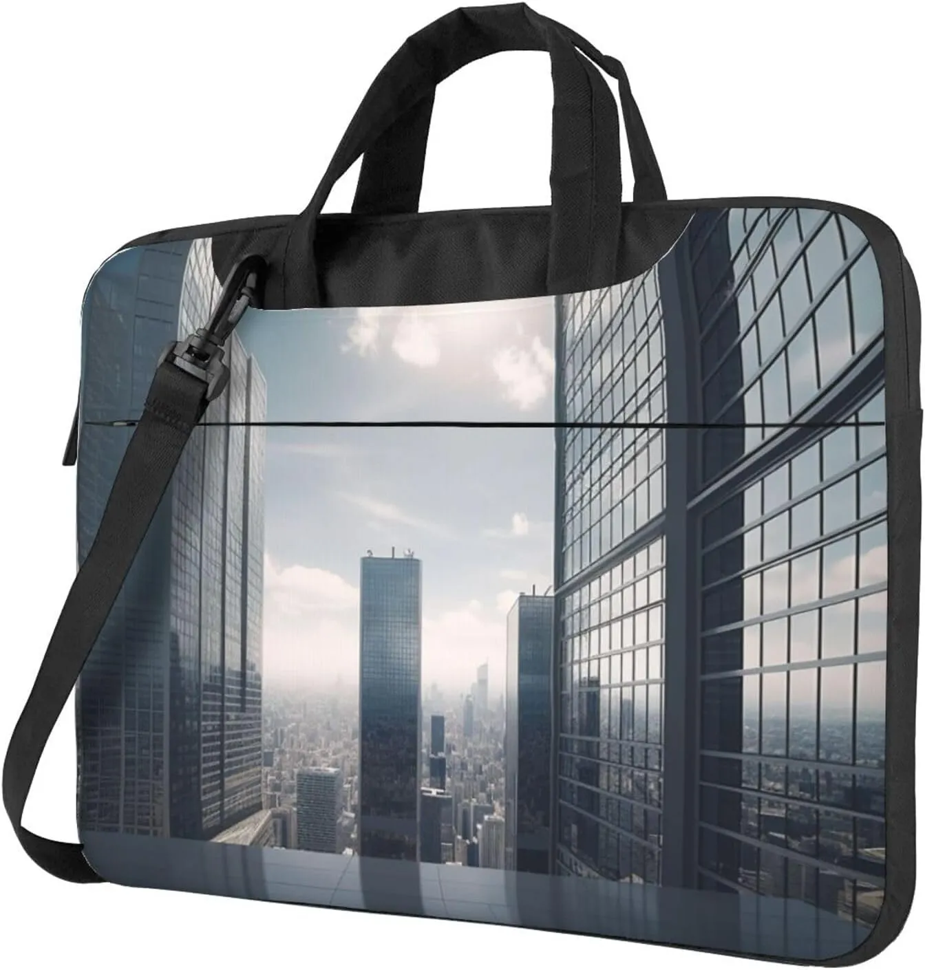 Laptop Shoulder Bag 13-15.6 inch Laptop Bag Skyscraper Buildings Computer Bag Messenger Bag for Men Women