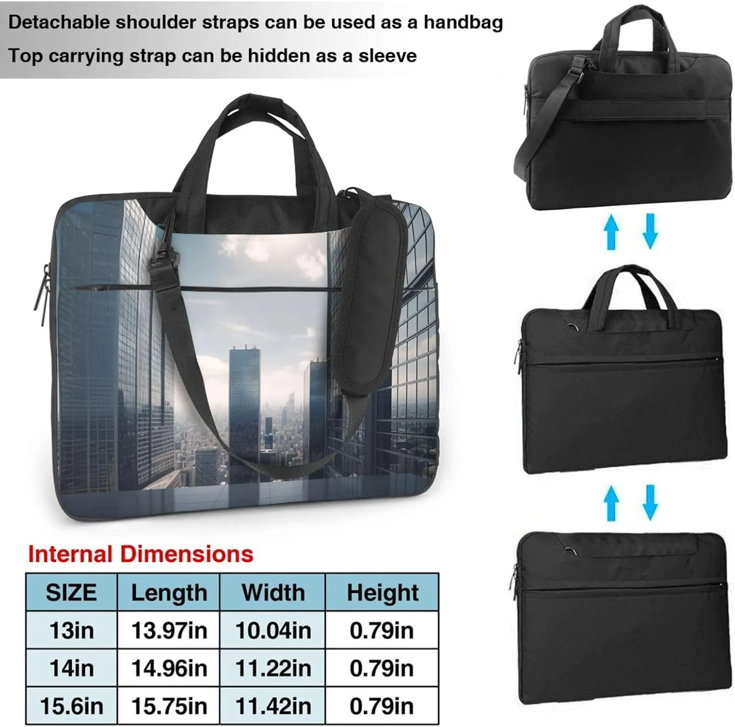 Laptop Shoulder Bag 13-15.6 inch Laptop Bag Skyscraper Buildings Computer Bag Messenger Bag for Men Women