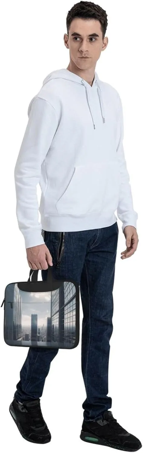 Laptop Shoulder Bag 13-15.6 inch Laptop Bag Skyscraper Buildings Computer Bag Messenger Bag for Men Women
