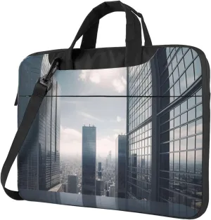Laptop Shoulder Bag 13-15.6 inch Laptop Bag Skyscraper Buildings Computer Bag Messenger Bag for Men Women