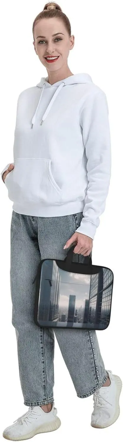 Laptop Shoulder Bag 13-15.6 inch Laptop Bag Skyscraper Buildings Computer Bag Messenger Bag for Men Women
