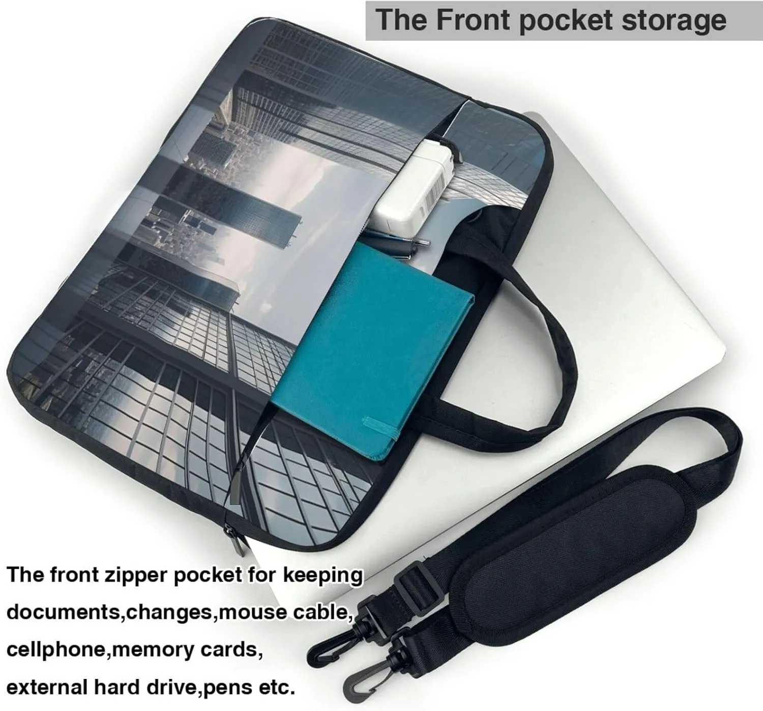 Laptop Shoulder Bag 13-15.6 inch Laptop Bag Skyscraper Buildings Computer Bag Messenger Bag for Men Women
