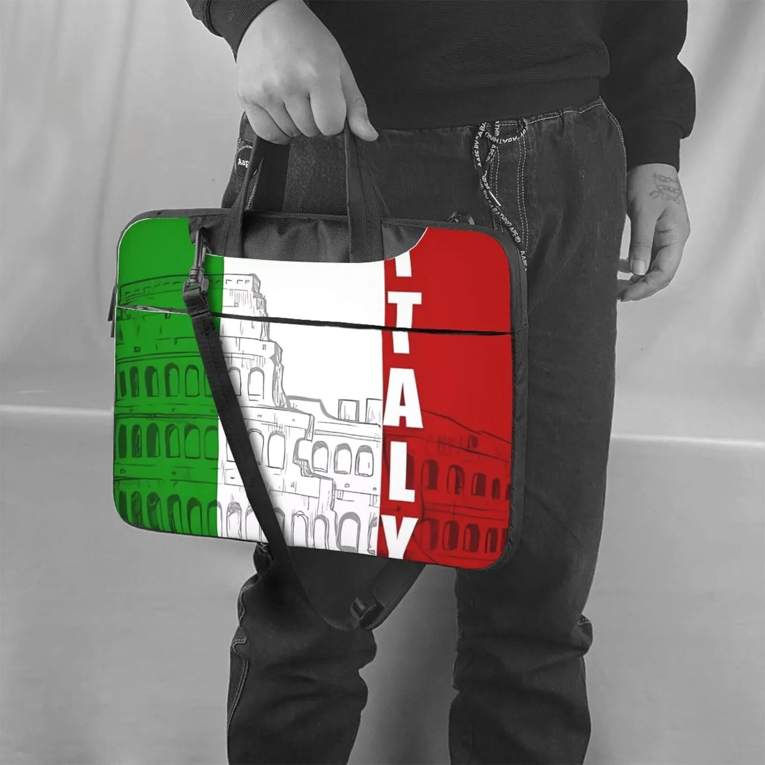 Laptop Shoulder Bag 15.6 inch Laptop Bag Computer Bag Roman Italian Flag Messenger Bag for Unisex