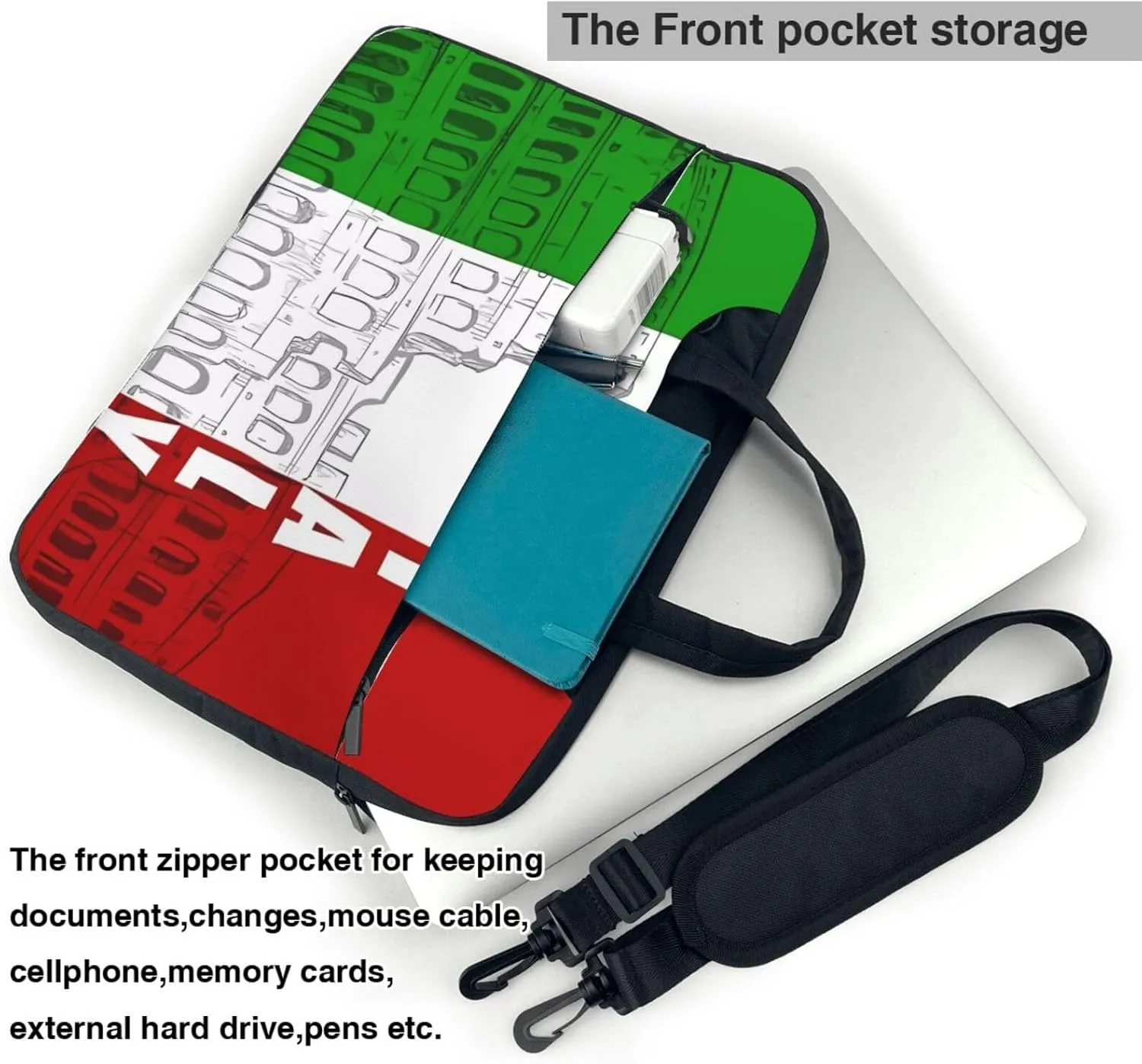 Laptop Shoulder Bag 15.6 inch Laptop Bag Computer Bag Roman Italian Flag Messenger Bag for Unisex