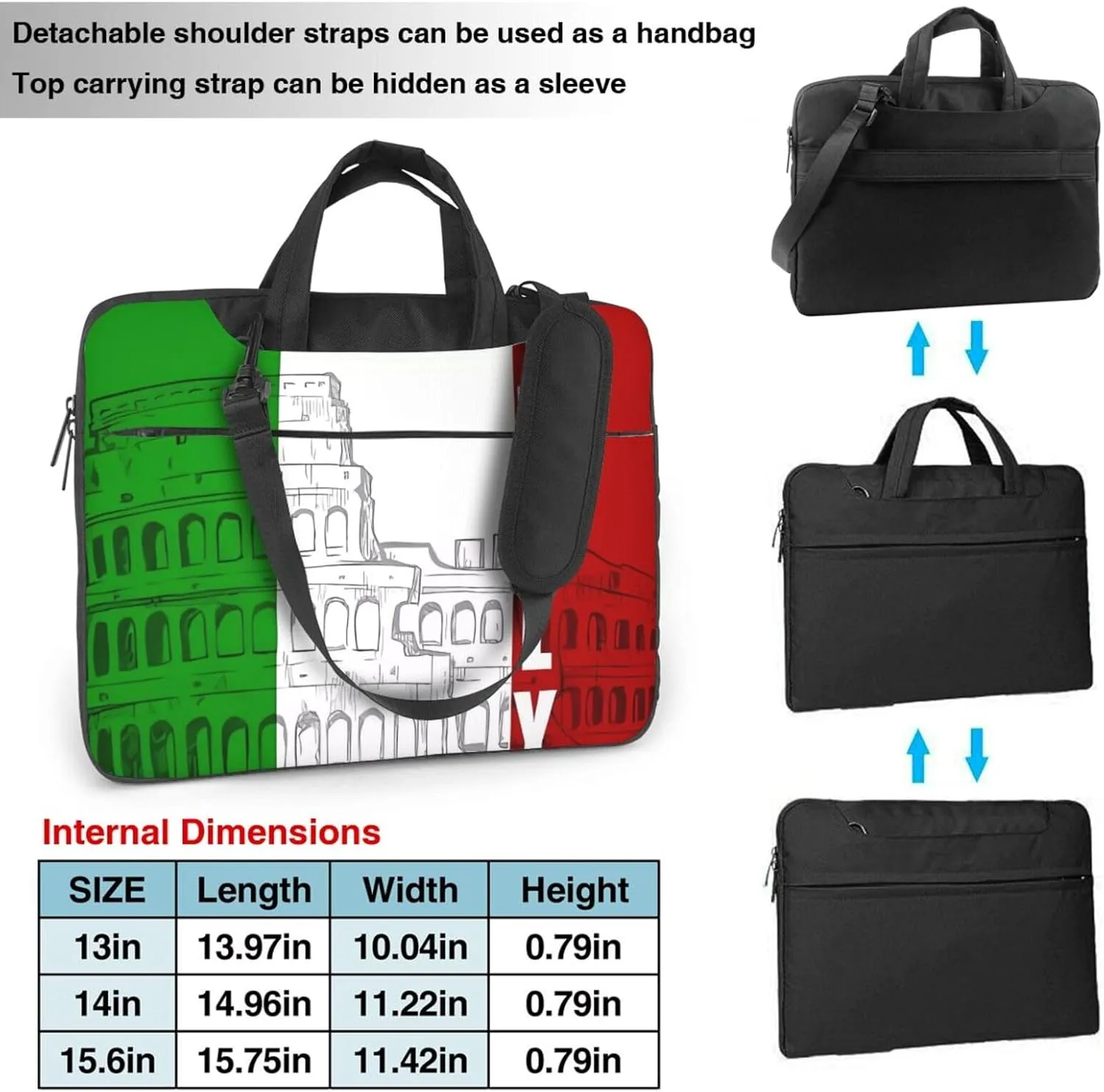 Laptop Shoulder Bag 15.6 inch Laptop Bag Computer Bag Roman Italian Flag Messenger Bag for Unisex