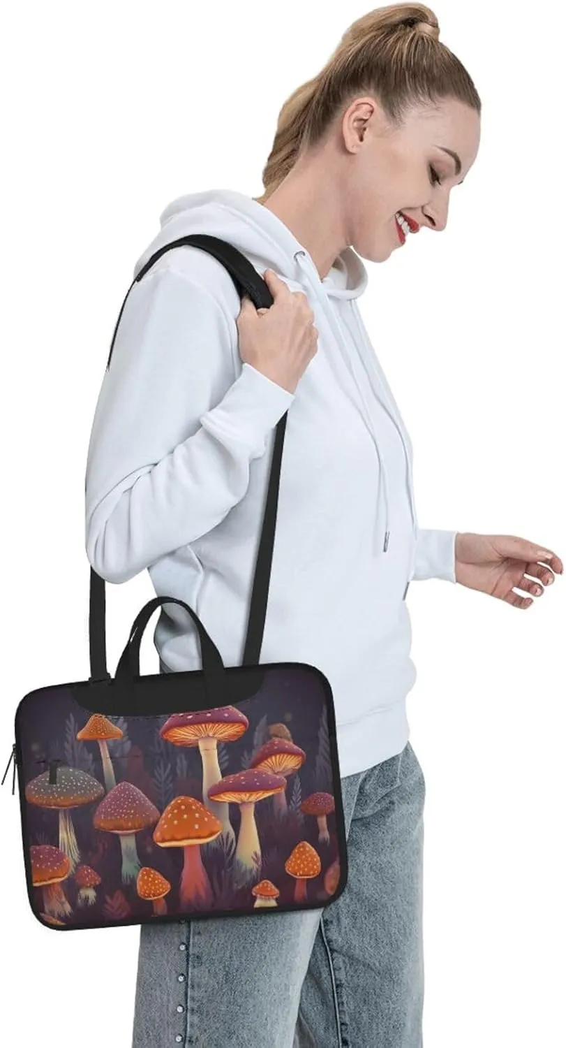 Laptop Shoulder Bag Laptop Bag Computer Bag Bright Mushrooms Art Messenger Bag for Unisex