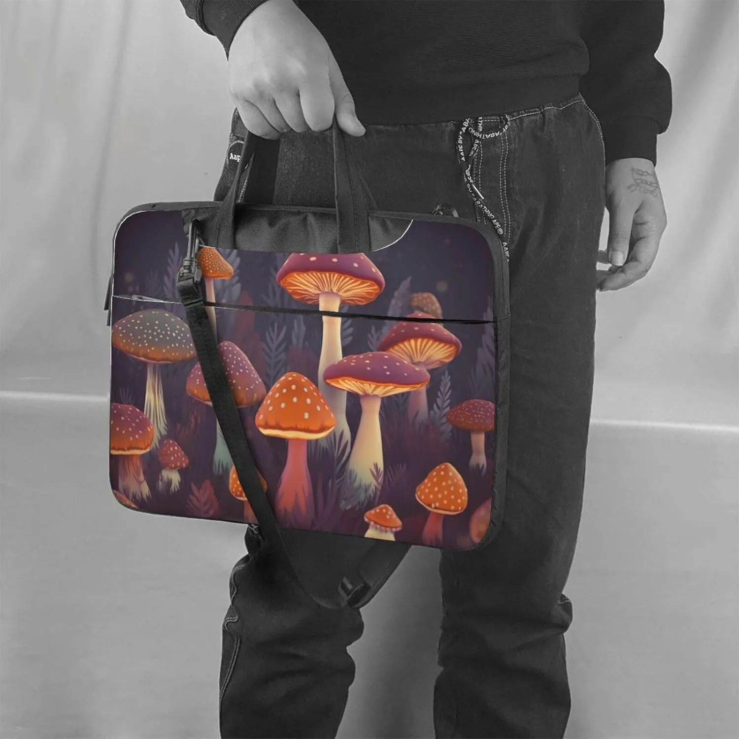 Laptop Shoulder Bag Laptop Bag Computer Bag Bright Mushrooms Art Messenger Bag for Unisex